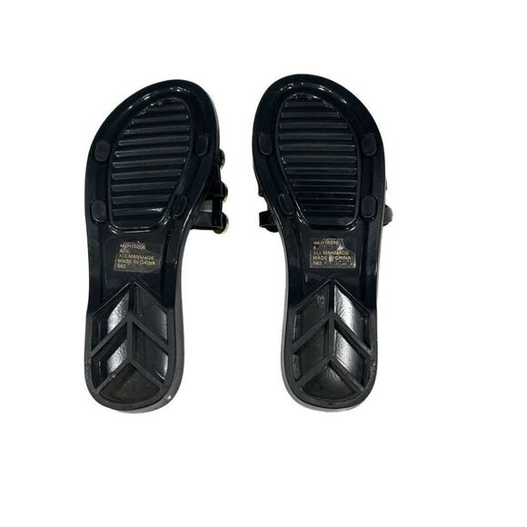 Steve Madden Size 8 Black Jelly Slide Sandals with White Pearl Accents - Picture 7 of 7